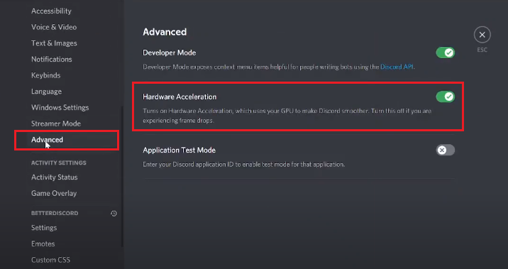 Disable Hardware Acceleration in Discord